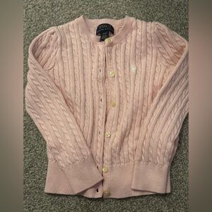 Light Pink Cableknit Ralph Lauren Toddler Girl Cardigan